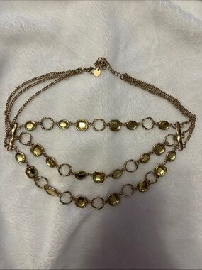 Gold-Tone Multi-Strand Yellow Crystal Statement Necklace